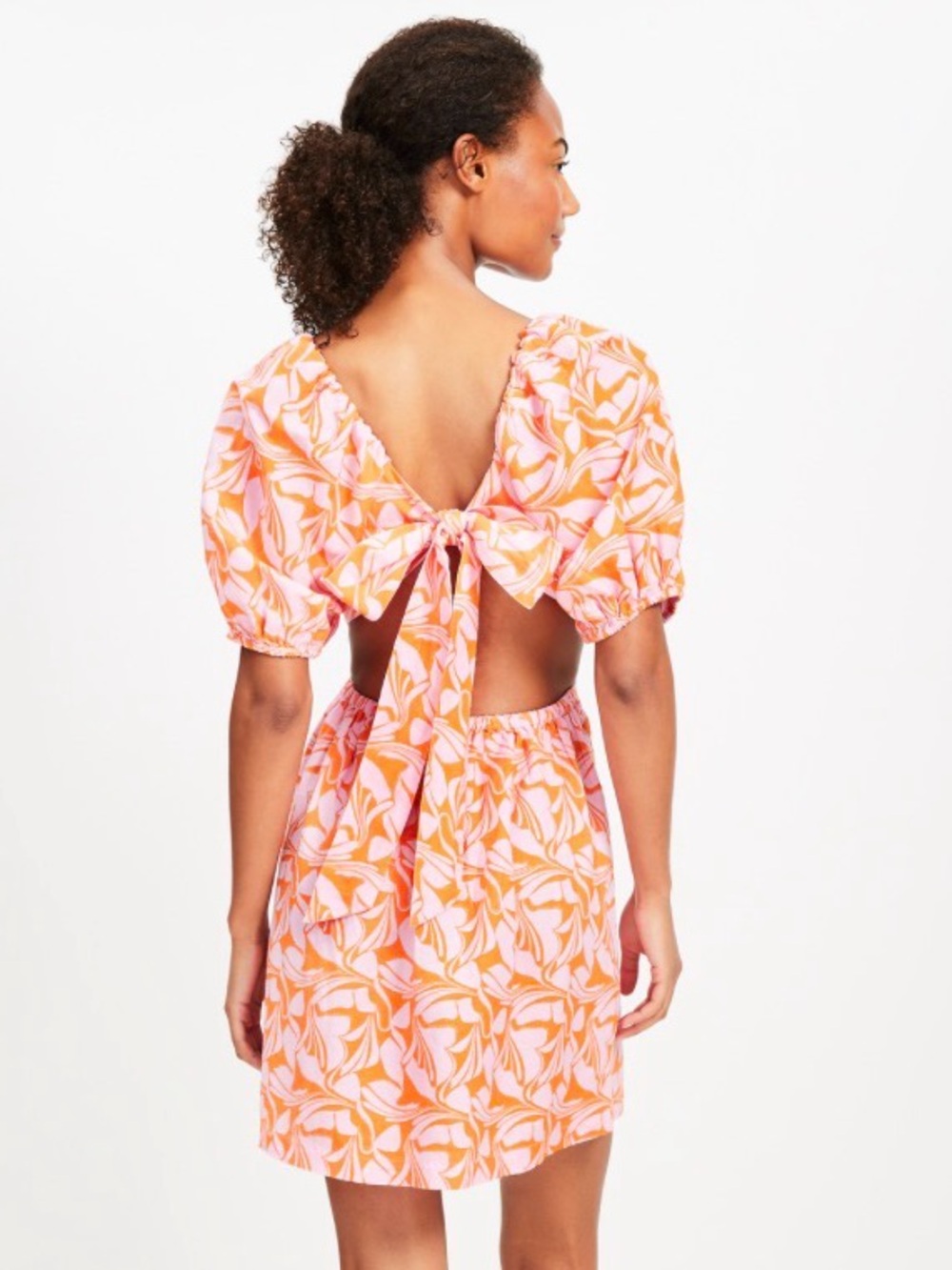 NWT LOFT Beach Swirl linen blend cutout back mini pocket dress 🏝️